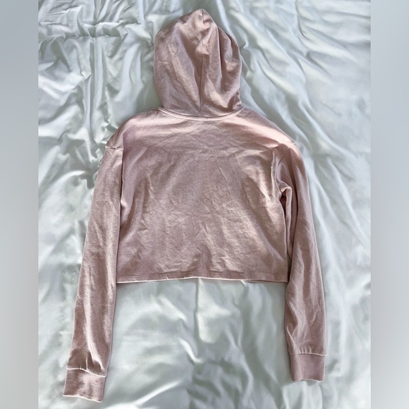 H&M Light Pink Cropped Sweatshirt Hoodie Size XS - Picture 3 of 9